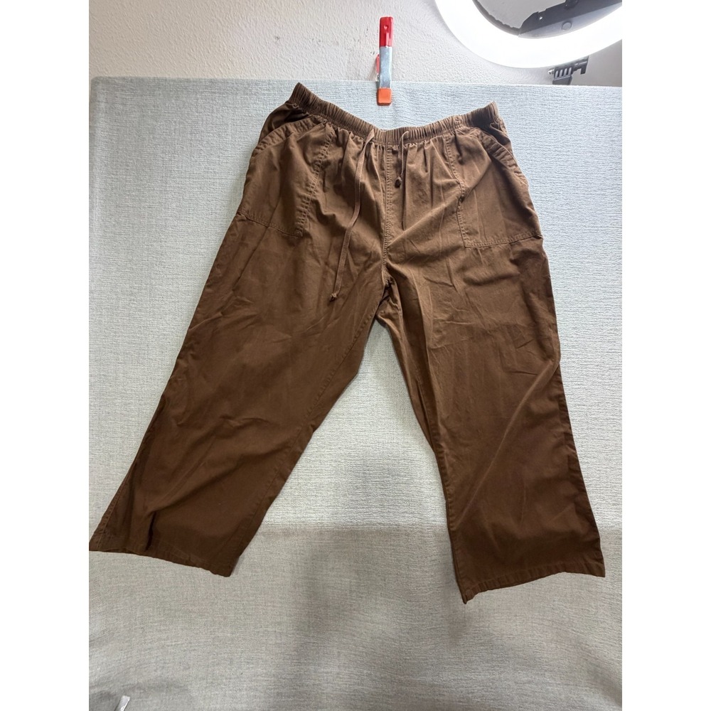 Only Necessities Sleepwear Pants Womens 22WP Brown Cotton Elastic Waist Pleated